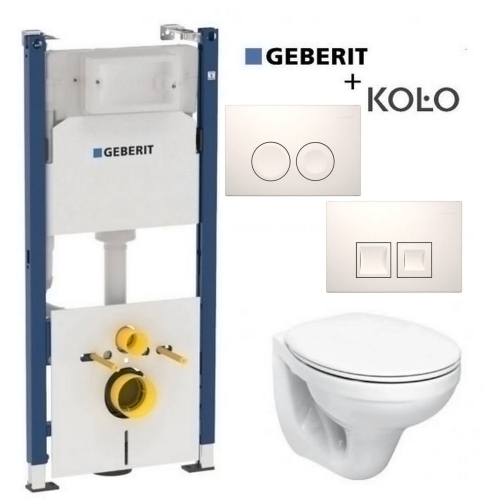 Инсталляция + унитаз: Geberit 458.126.00.1 + Kolo Idol + клавиша белая