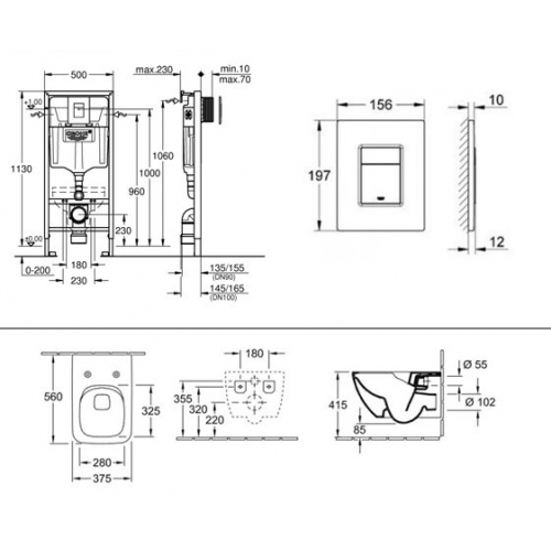 Инсталляция Grohe Rapid 38721001 + унитаз Villeroy & Boch Venticello ...